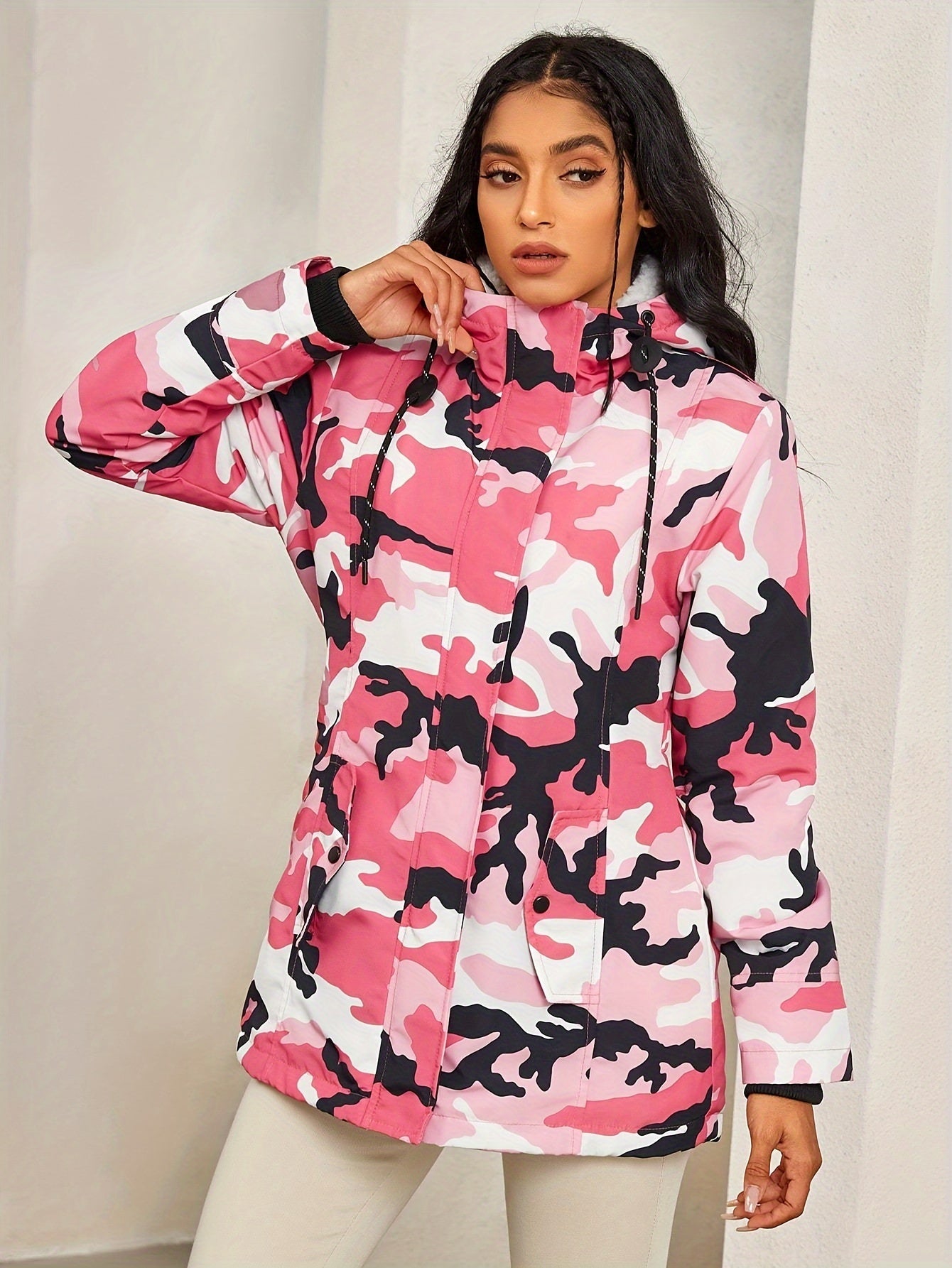 Rosenrot, Pink, Schwarz, Armeegrün Camouflage