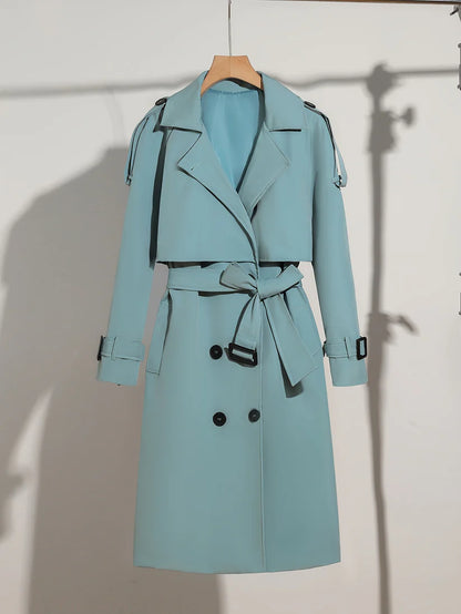 Eleganter Trenchcoat Mit Langen Ärmeln Und Baumwollmischung In Unifarbe Für Damen | Ideal für jede Saison