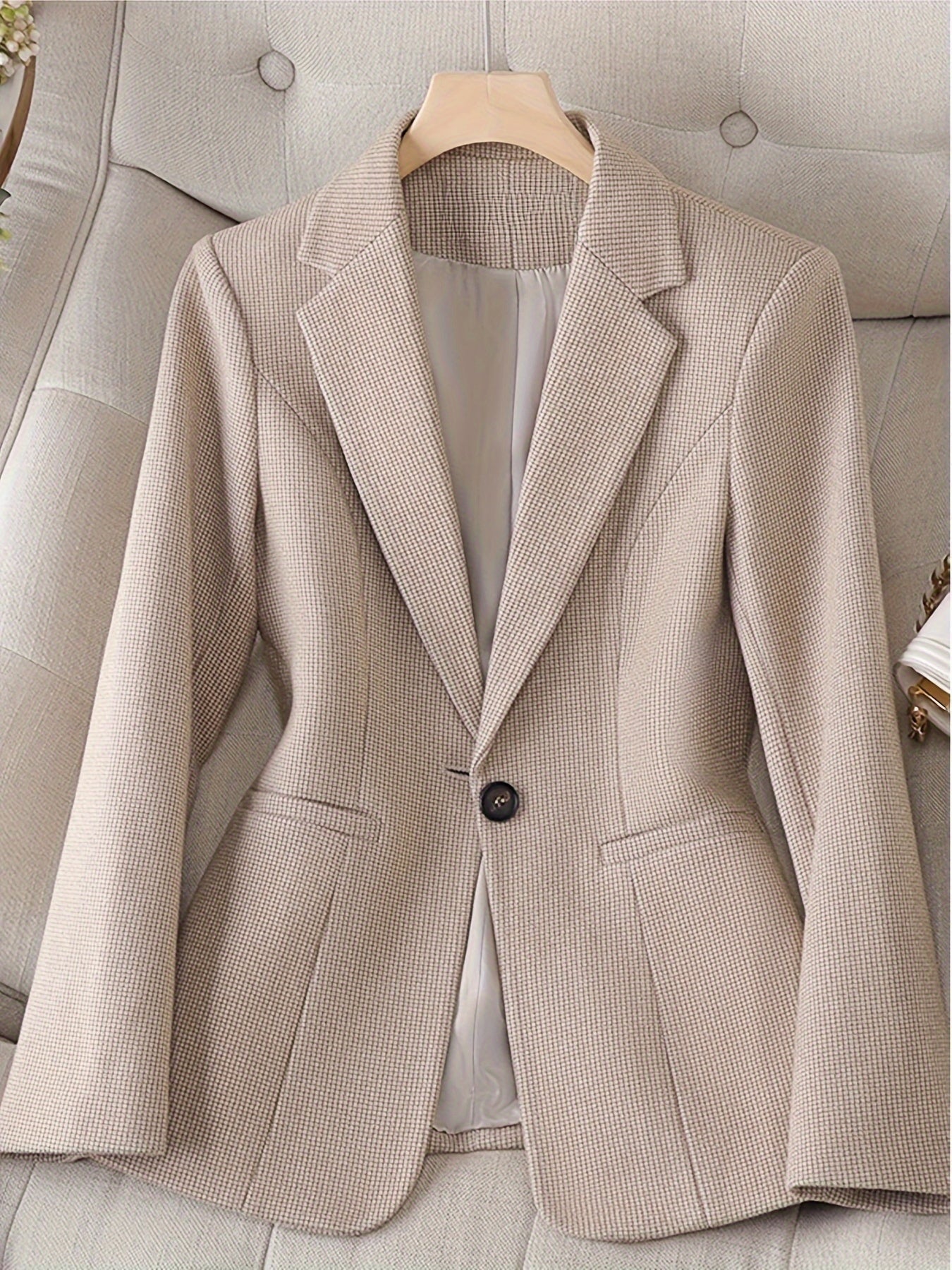 Elegante Business Blazer mit Revers in Beige für Damen | Für alle Jahreszeiten geeignet